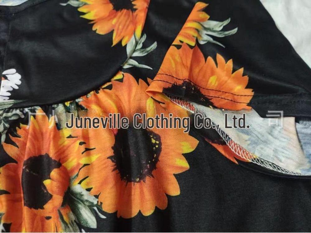Women Summer Casual Floral Print Short Sleeve Henry Shirt