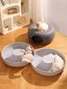 Four Seasons Universal Felt Donut Cat Bed with Tunnel and Toy