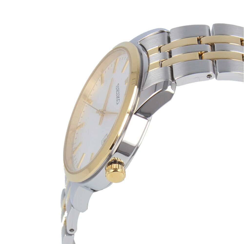 SEIKO Overseas Model Quartz Watch, Stainless Steel Metal Combination Gift Model SUR402P, Silver/Gold/White