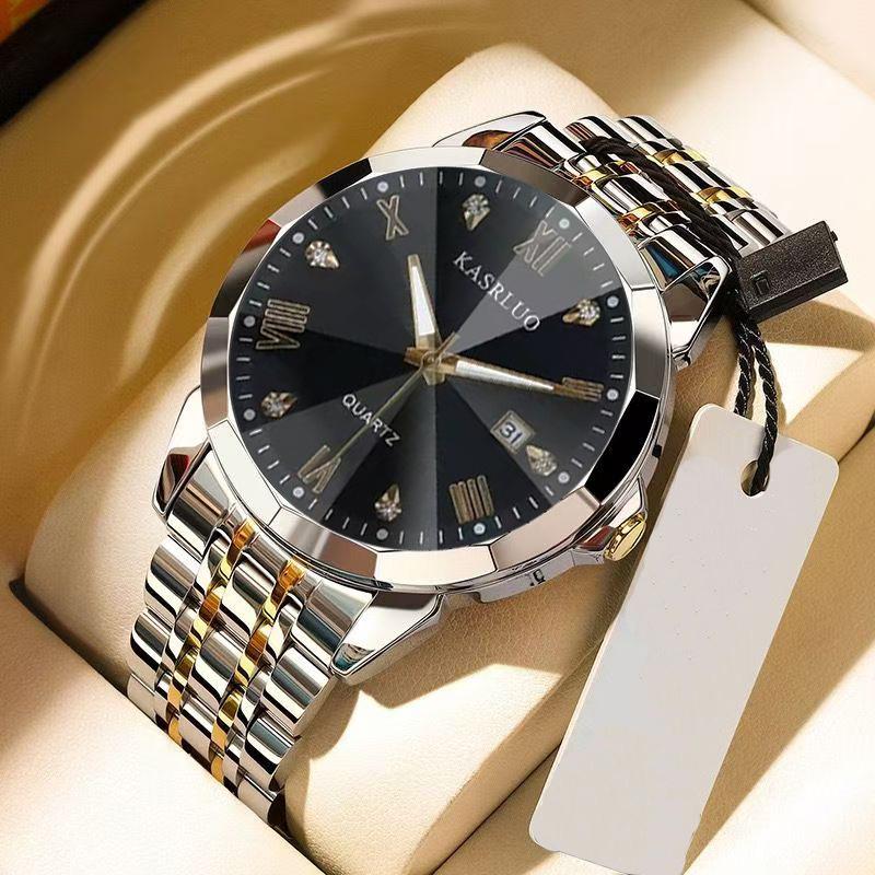 Men's Luxury Waterproof Steel Band Watch with Calendar - Trendy Fashion Design