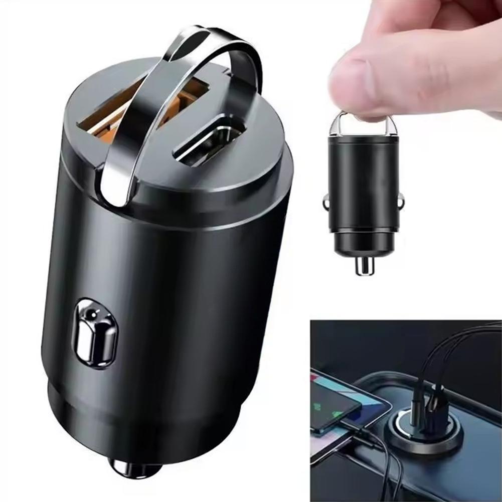Car Super Fast Charger Dual Ports Support Android Apple Pull QC3.0 Fast Fast Charging 12-24V Ch W6C8