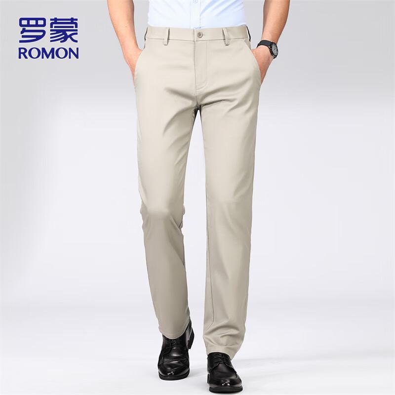 

ROMON Men s Ice Silk Stretch Business Casual Pants 36