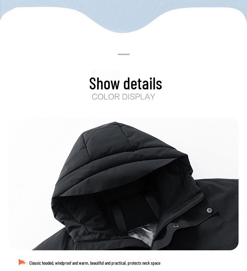 Męska wysokiej jakości krótka kurtka puchowa z kapturem - Niestandardowa modna marka, pogrubiona i luźny krój