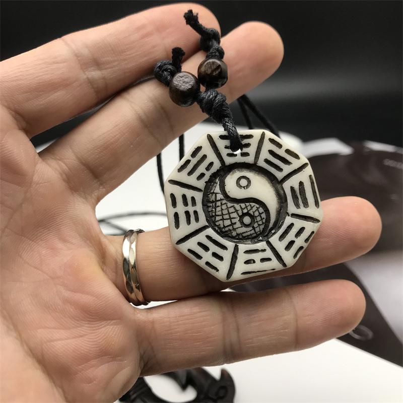 Chinese Bagua Resin Pendant Necklace, Hip-Hop Retro Style