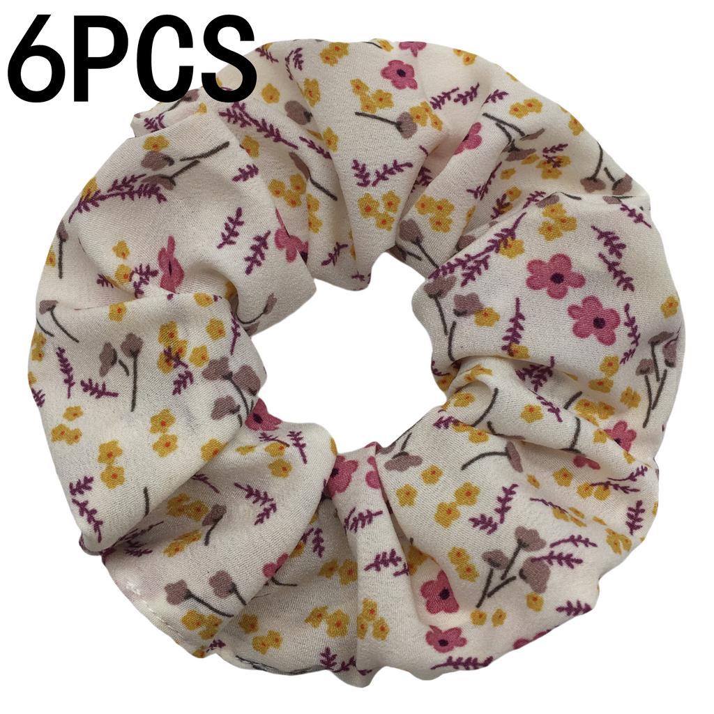 6pcs/lot Hair Scrunchies Bands Scrunchy Ties Ropes Ponytail Holder for Women Accessories Fabric Headwear Ditsy Floral Sweet Cute