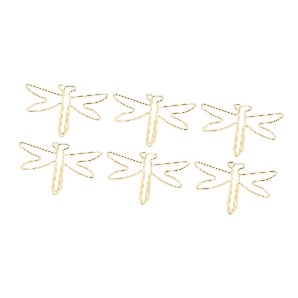 100Pcs Gold Large Cute Paperclips Dragonfly Shape Jumbo Wide Clips Office Supplies Ticket Holding