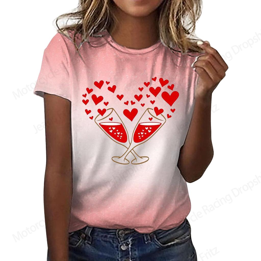 Love Heart 3d Print Tshirt Men Women Fashion Oversized Letter T-shirt Crewneck Short Sleeve Tops Tees Valentine Gift T Shirt New