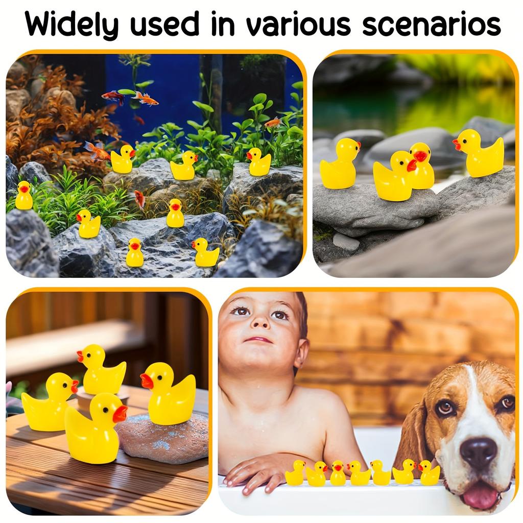 1000Pc Resin Miniature Ducks Tiny Dollhouse Yellow Duck Figurines For Fairy Garden Aquarium Potted Plant Diy Craft Decor