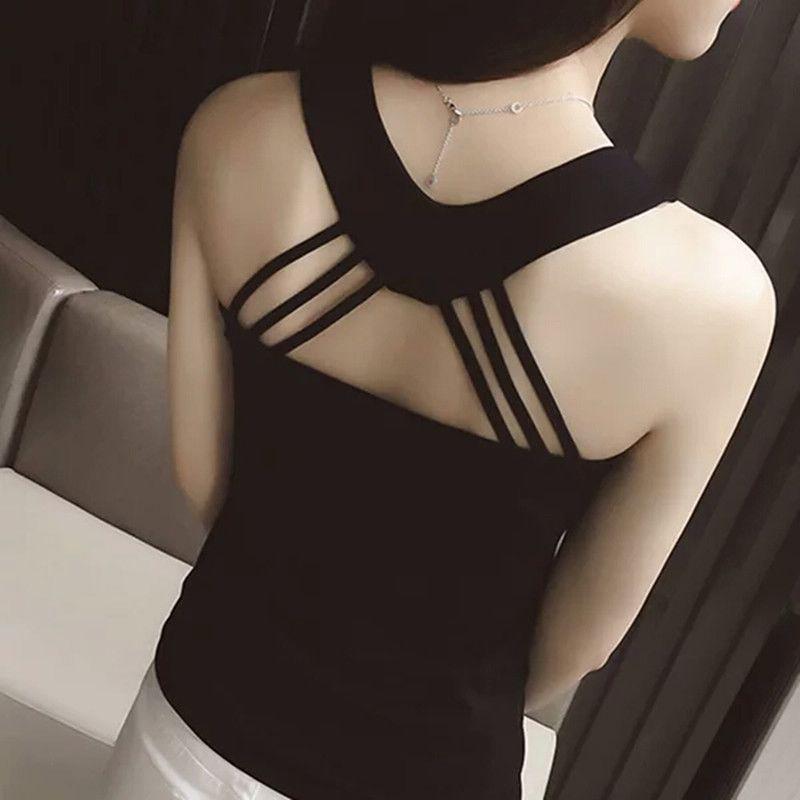 

Korean Style Plus Size Back Strap Tank Top for Women S