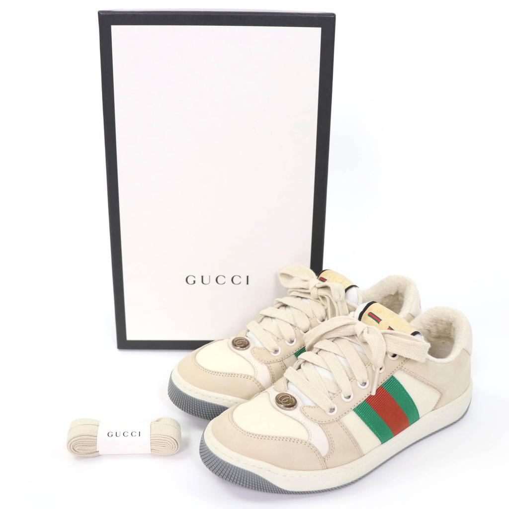 Great GUCCI Low cut sneakers Web stripe GG Marmont vintage logo beige Women 35.5 Used