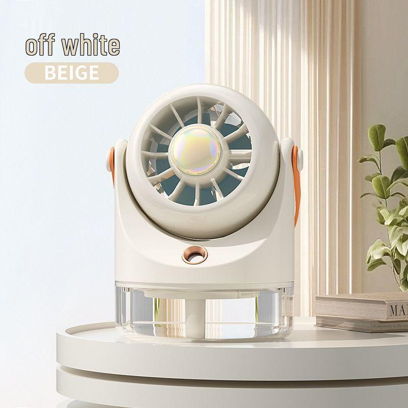 

USB Rechargeable Desktop Fan & Humidifier - High Wind Power, Cooling Mist, and Moisturizing Hydration for Home or Office. Pet Design Handheld Spray Fan грязно-белый