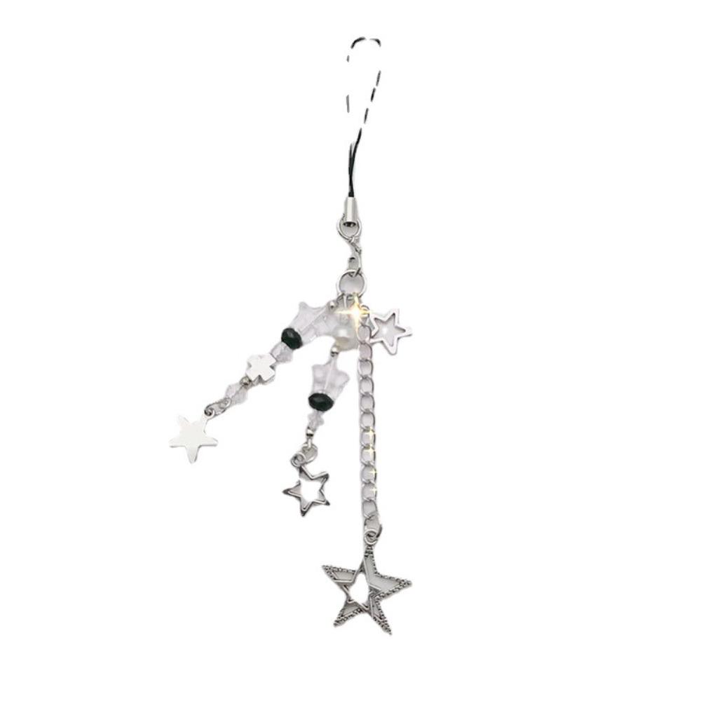 Key Chain Silver Pentagram Phone Pendant Y2k Star & Cross Phone Strap Car Key Chain