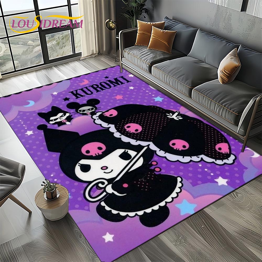 27 Style Cute Kuromi Cartoon Sanrio Carpet Rug for Bedroom Living Room Home Sofa Decoration,kids Large Decor Floor Mat Gift Girl