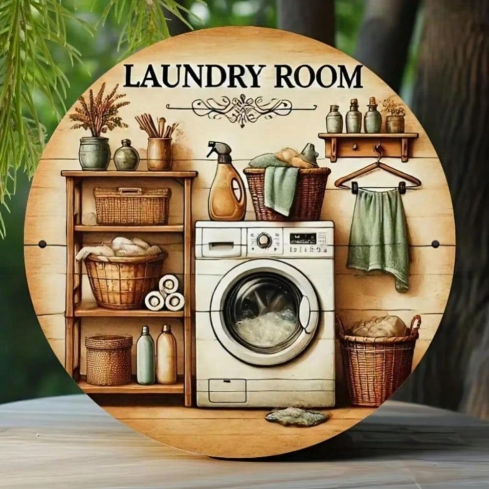 Vintage Laundry Tin Sign Washer Detergent Iron Wall Decor Home Bathroom