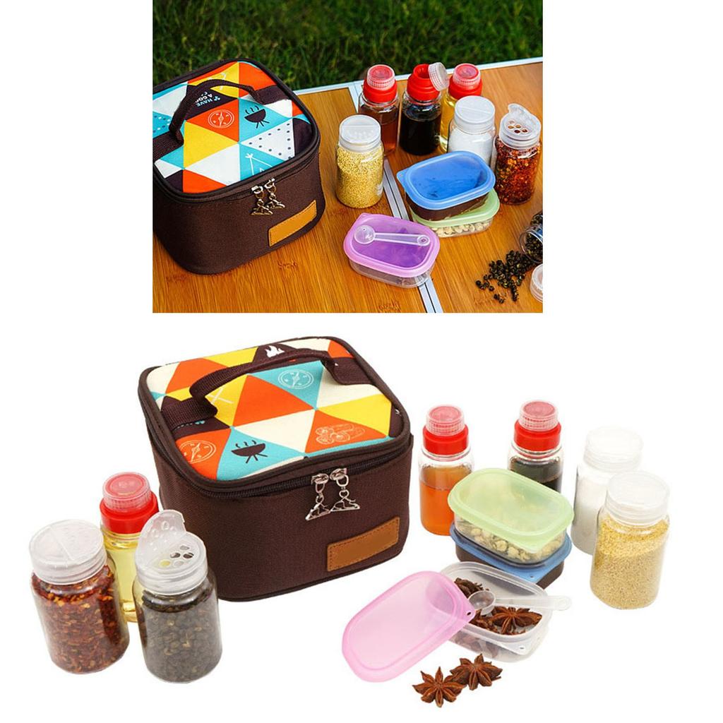 10Pcs Seasoning Bottle Set Outdoor Portable BBQ Sualt Pepper Powder Picnic Spice Box 1 Set