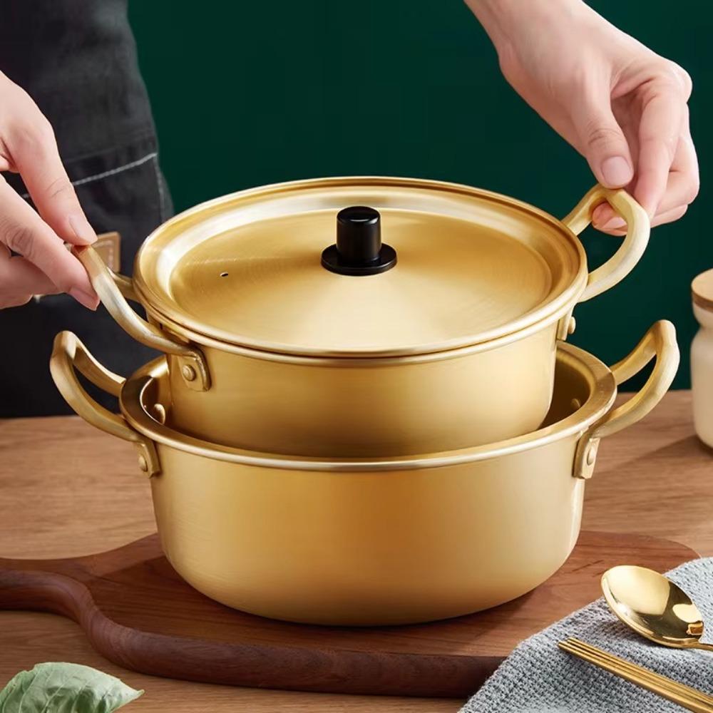 Aluminum Soup Hot Pot Gold Noodle Cooking Pot Commercial Ramen Noodle Pot  Kitchen Cookware