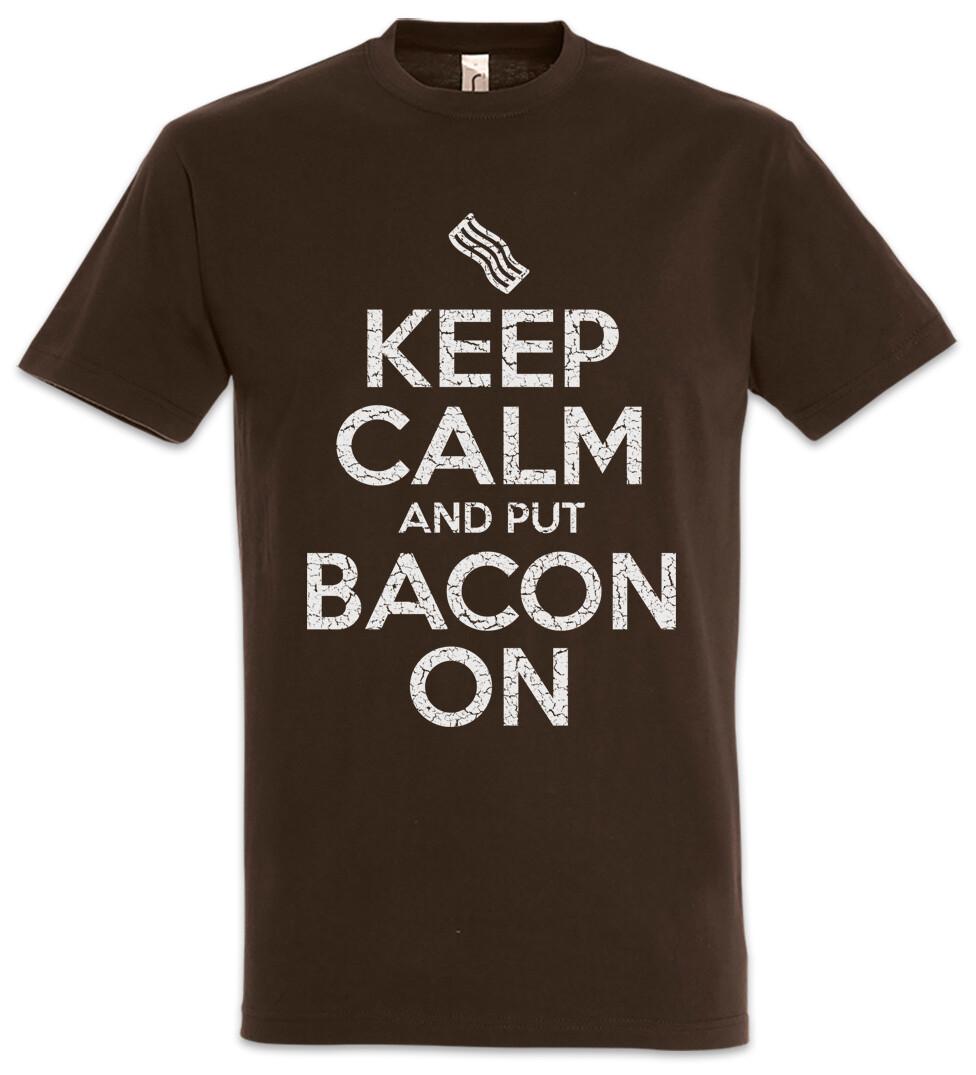 Keep Calm And Put Bacon On T-Shirt Fun Geek Nerd Addicted Addiction Ham- XXL
