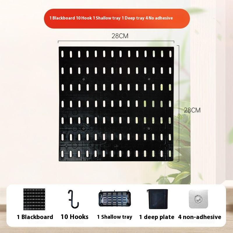Panou perforat din plastic PP fără găurire, montat pe perete, organizator de bucătărie cu cârlige și rafturi, depozitare ajustabilă pentru baie, birou, unelte
