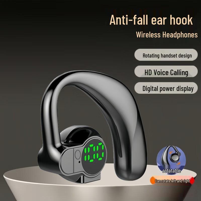 Wireless Bluetooth Earbuds S03 with Rotatable Clip, Air Conduction, Digital Display, and Non-In-Ear Design for Left and Right Ears.