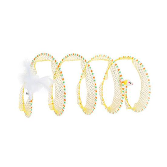 Cat Tunnel Toy Spiral Kitten Toy Foldable Design Easy To Install Interactive Spiral Cat Tunnel with Feather Toy