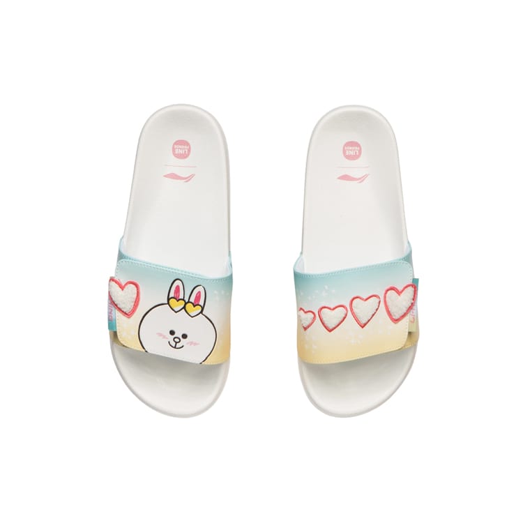 Li Ning LINE FRIENDS EVA Slide Slippers Unisex White Blue AGAR011-4
