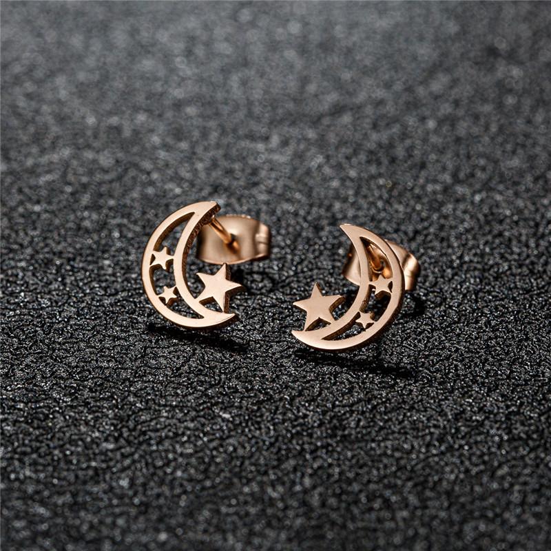 Big Star Earings Punk Stud Earrings Women Minimalist Jewelry Rose Gold Color Stainless Steel Earrings 2024 Piercing Accessories