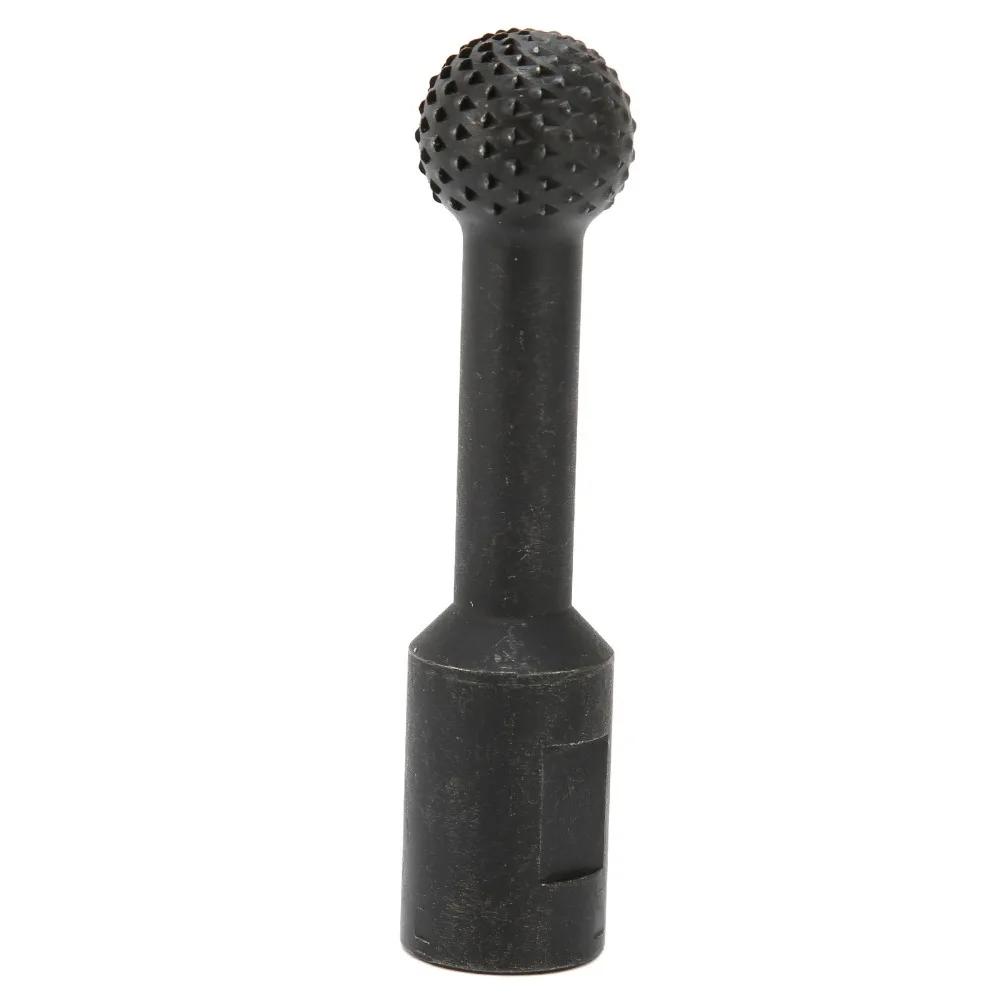 Heavy-Duty Carbon Steel Ball Gouge 5/8-11 Threads Black Sphere Rotary Burr Abrasive Teeth Spherical Grinding Head Wood Carving