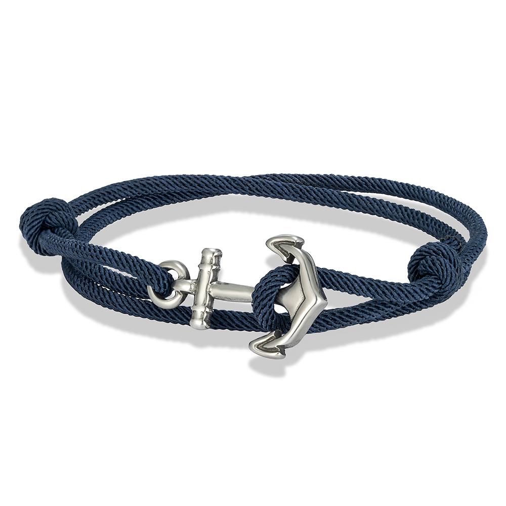 Nautical Men Anchor Bracelet Handmade Adjustable Surfering Rope Braslet Unfading 3mm Thin String Braclet Homme