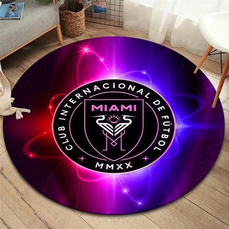 Inter Miami CF Round Area Rug,Carpet Rug for Living Room Bedroom Sofa Playroom Decor,Non-slip Floor Mat