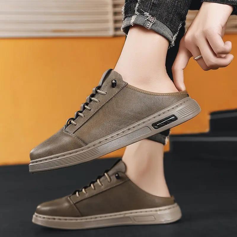 Fashion Sabot Slippers for Men Soft Outdoor Genuine Leathe Designer Sandals Man Luxury High Quality Fashion Fun Elegant Y2k Adult Shoes
