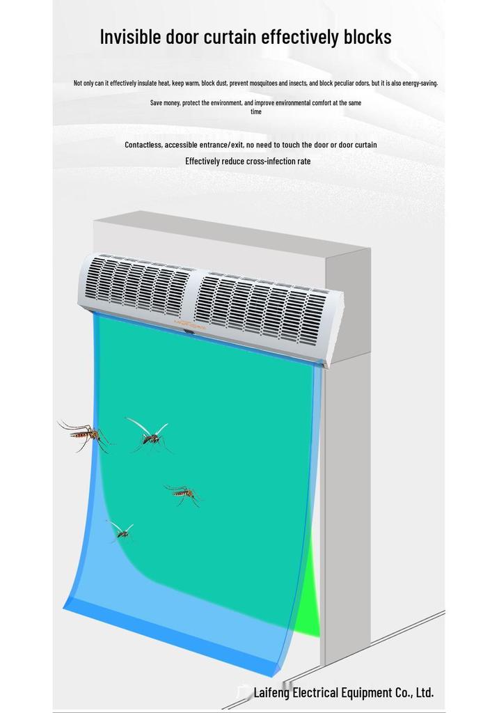 Rice Wind Air Curtain Machine - 1.2m, 1.5m, 2m Commercial Models with Natural and Strong Wind Options