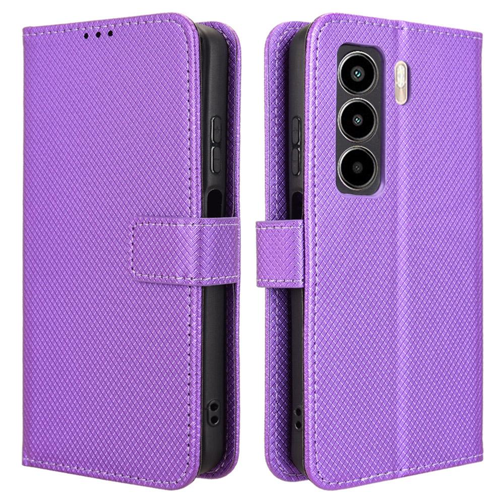 For itel Power 70 4G Case PU Leather Diamond Texture Wallet Phone Cover
