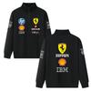 Men's and Women's Ferrari F1 Racing Half Zip Sweatshirt Stand Collar Sponsor Logo Print Motorsport Casual Pullover