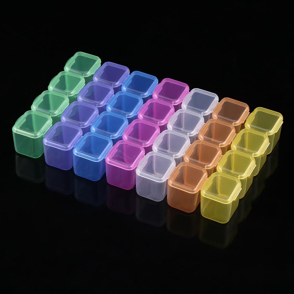 Plastic 28 Grids Empty Storage Box Nail Art Rhinestone Jewelry Beads Display Case Organize