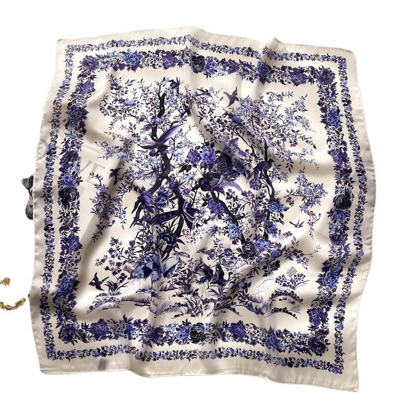 Eșarfă pătrată mică de mătase, nouă, 70 * 70 cm, pentru protecția gâtului, eșarfă profesională, versatilă, cravată de păr, eșarfă