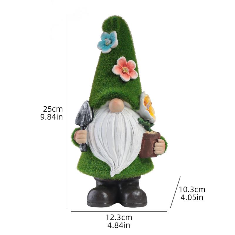 Garden Courtyard Decorative Figurines, Outdoor Plush Gnomes, Solar Powered Watering Fairy Lights, Resin Craft Ornaments