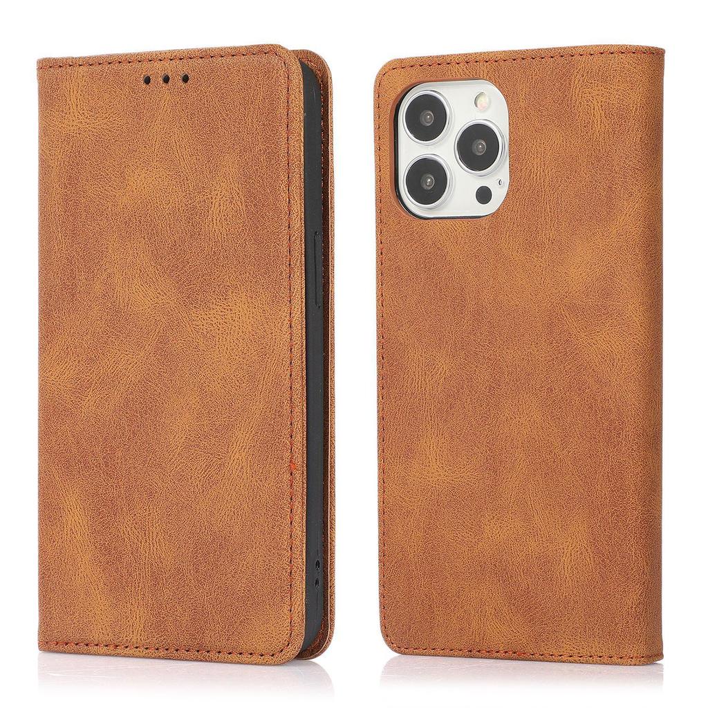 iPhone 17 Pro Max Magnetic Leather Flip Case in Pure Black