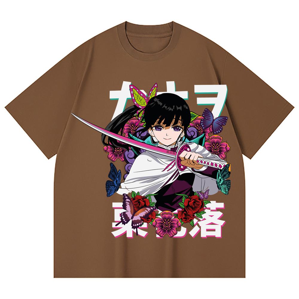 230 Gsm 100% Cotton Demon Slayer V99 Kanao Print Unisex Heavy Cotton T Shirt