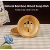 AKOAK Round Shape Natural Bamboo Wood Soap Dish Storage Holder for Shower,Counter,Sink,Bathroom - 1 Count