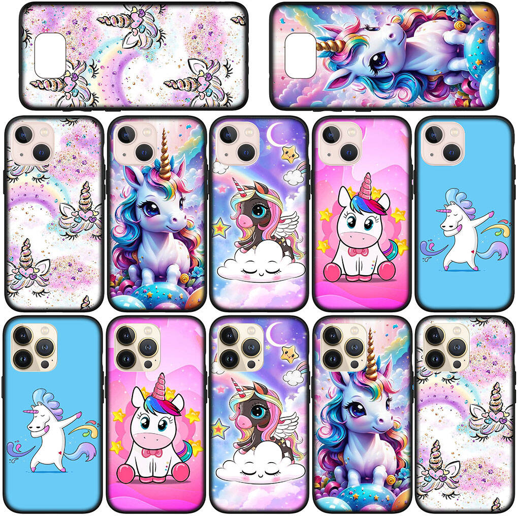Phone Case for Samsung Galaxy S25 S23 S22 S21 S24 Ultra FE A05 A06 A15 A16 A36 A37 A35 A34 A54 A55 A56 A57 A25 A26 A53 A17 Cartoon Unicorn Horse Cover