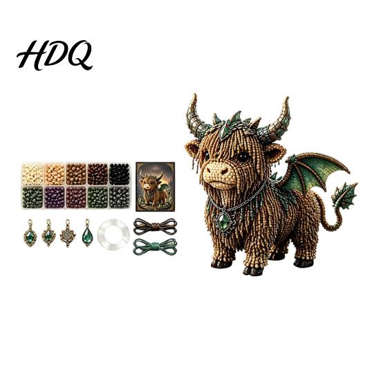 Multi-color Beads Set Highland Cow Bead Kit Mythical DIY Craft Tiny Animal