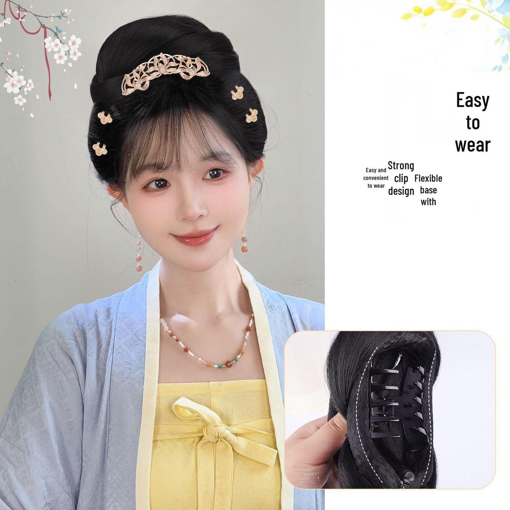 Ming Dynasty Hanfu Clip-in Hair Bun: Silk Wig for Ancient Costume Hairstyles
