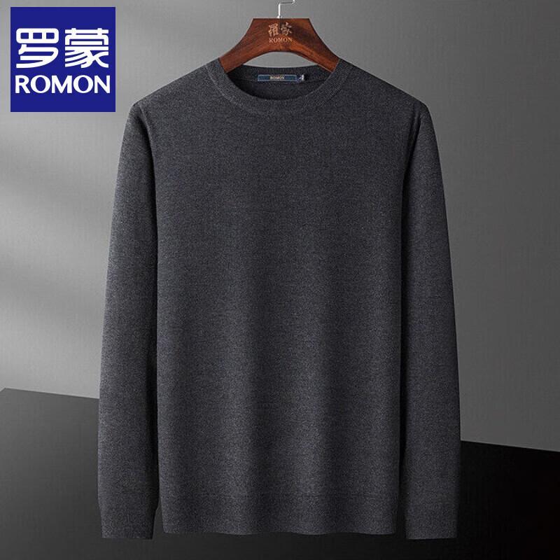 Romon Men's Wool & Silk Blend Round Neck Pullover Sweater