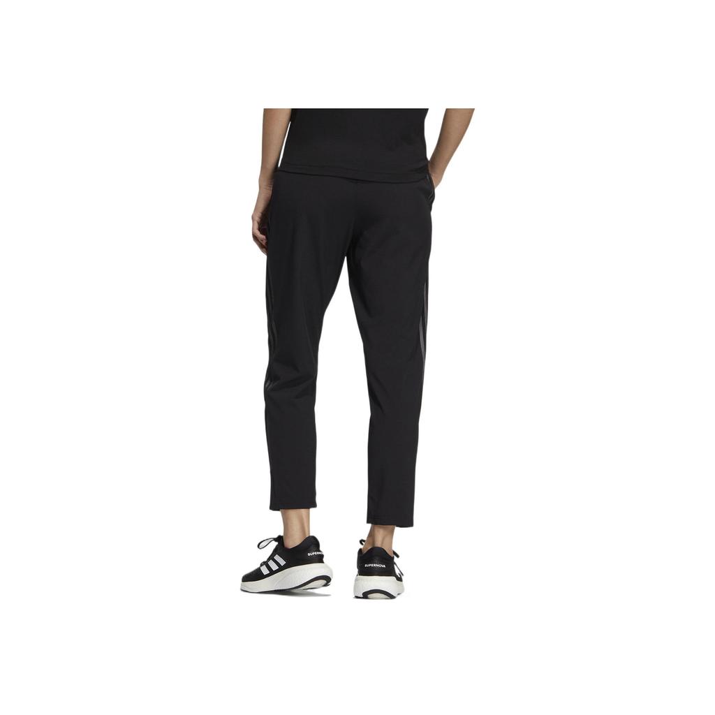 Adidas Logo Print Three Stripes Straight Leg Casual Pants Women Bottoms Black HM7081