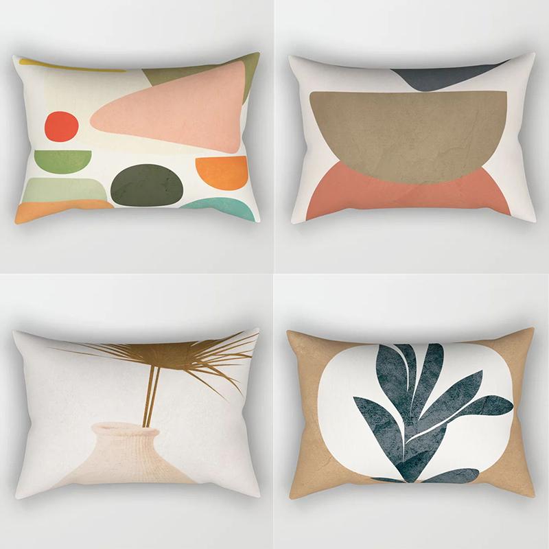 30x50 Nordic Abstract Geometric Splicing Leaf Plant Print Pillowcase Modern Fashion Polyester Cushion Cover Sofa Home Decor