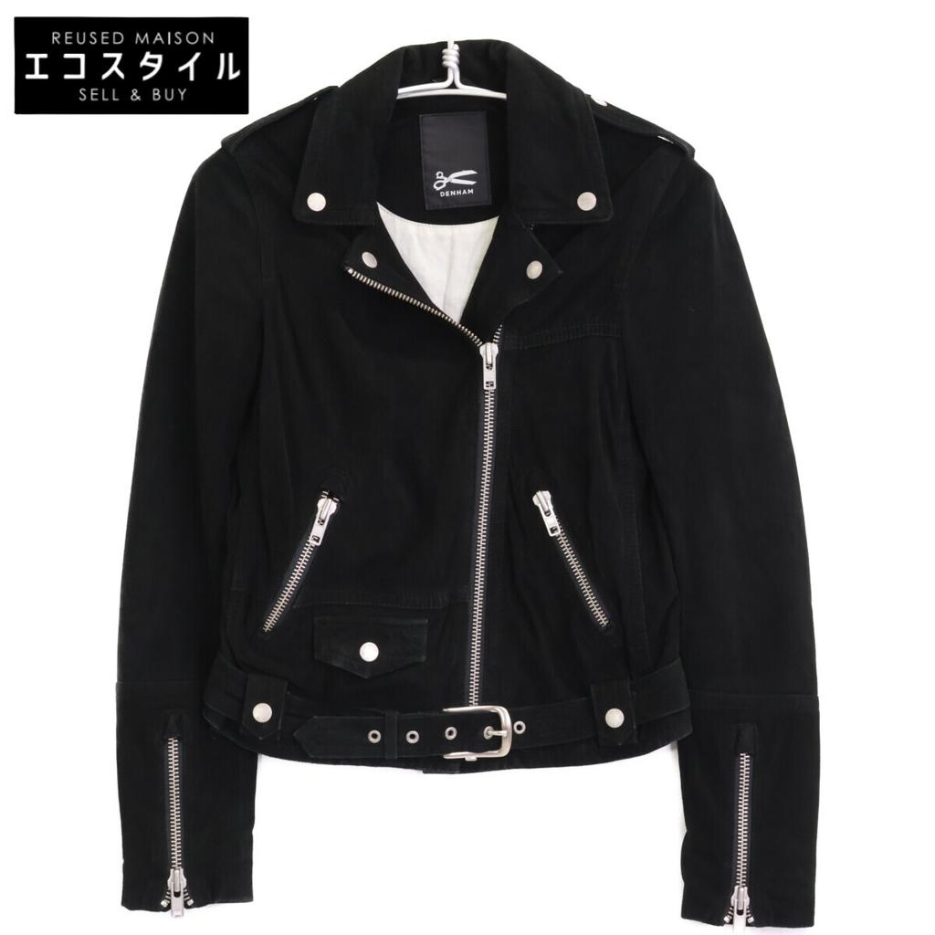 DENHAM Black Double Rider Jacket Jacket XS blackUsed