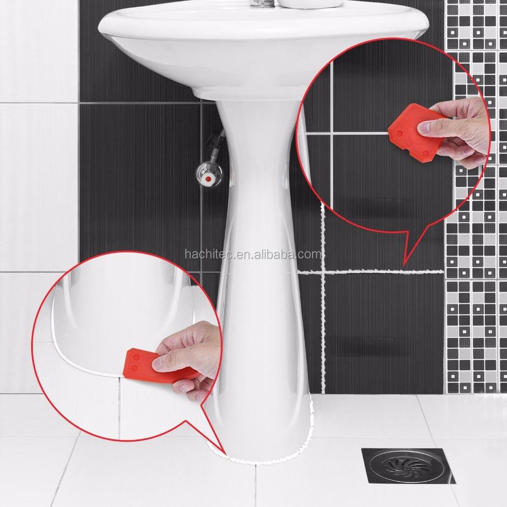 4pcs Caulking Tool Kit Professional Red Silicone Sealant Trowel and Sealant Scraper for Kitchen Bathroom Floor Sealant Sealing