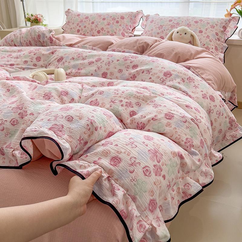 Lace Bed Four-piece Set, Skin-friendly Cloud-feeling Thin Quilt Cover, Bed Sheet Quilt Cover Three-piece Set