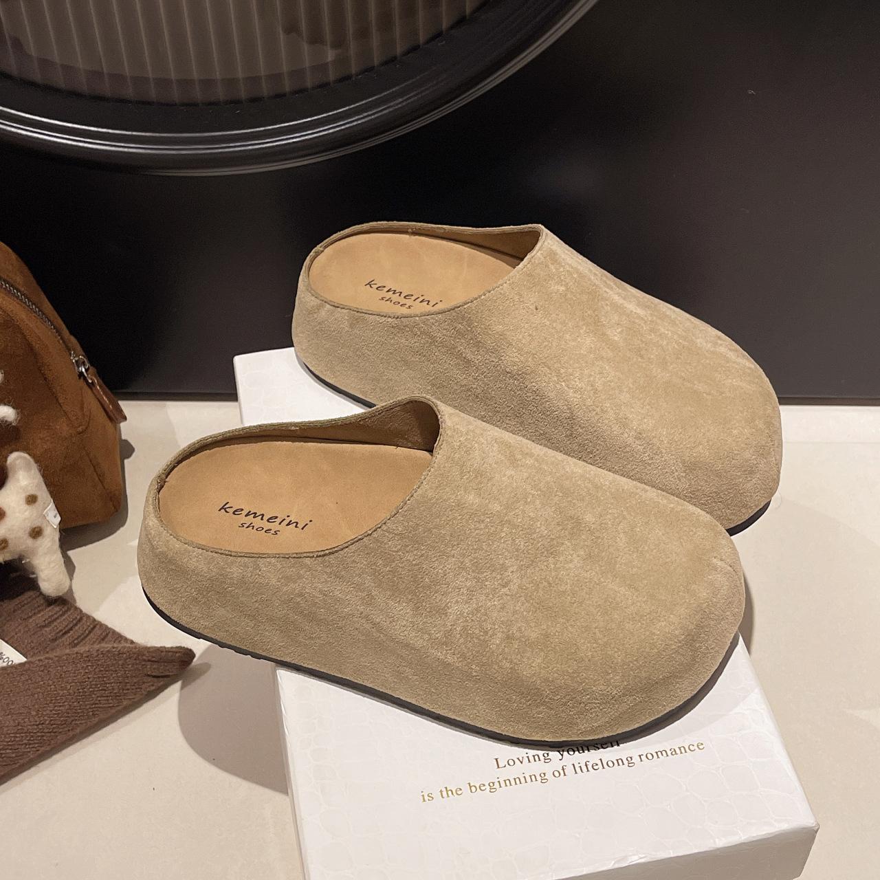 

Retro platform shoes half-drag women s shoes wear spring and autumn new lazy one pedal 35 абрикосовий