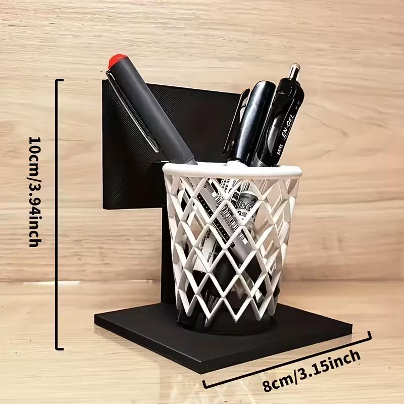 Creative Basketball Hoop Pen Holder Desktop Organizer With Base Space-Saving Decorative Accessory Home, School, Office Decor